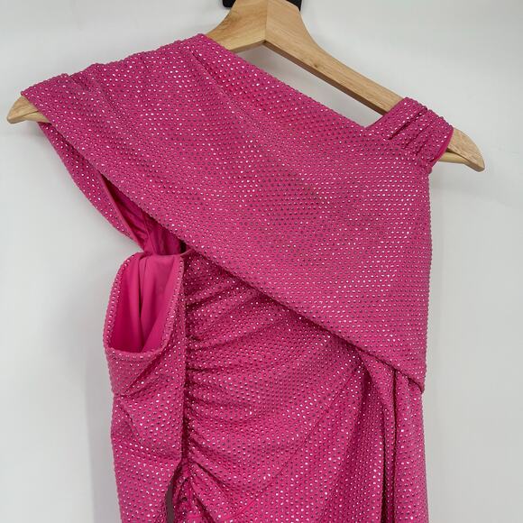 Cult Gaia | Nicole Dress in Dragonfruit Cut Out Asymmetrical Mini Dress XS - Picture 7 of 15